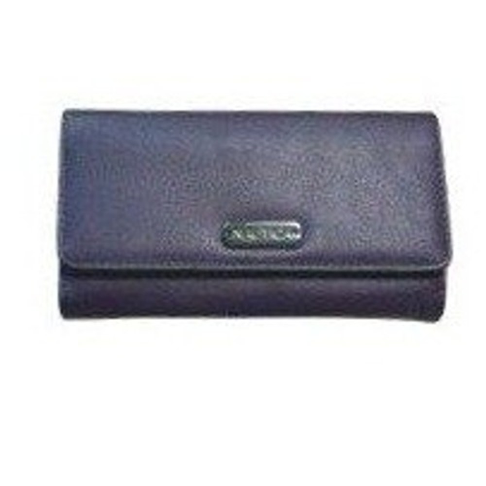 Nautica Womens Purple Pebbled Faux Leather Trifold Wallet Snap Closure Dual ID